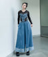 Stitch Contrast Color Wide Denim
